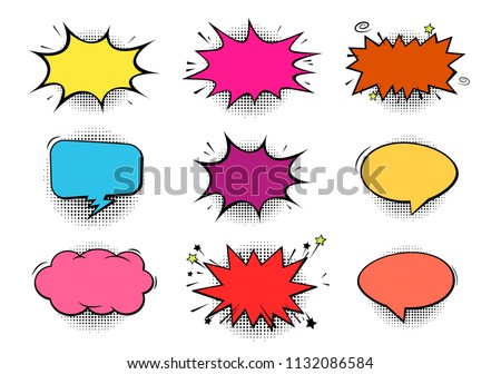 Comic book sound effect speech bubbles with halftone background, marveling expressions. EPS 10