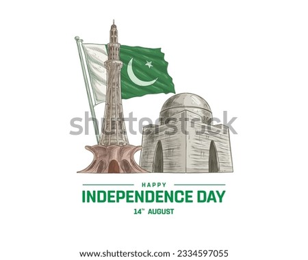 Happy Independence day Pakistan, Pakistan Independence day, Pakistan, Pakistan Flag, 14th August, 14 August, National Day, Independence Day, Vector Illustration Typographic design Typography Eps Icon
