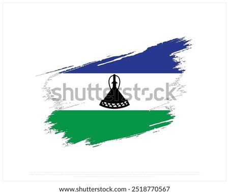 Brush Style flag of Lesotho, National Day of Lesotho, Independence Day, Lesotho, Vector illustration of Lesotho flag on white background, Editable vector Design of flag on a white background