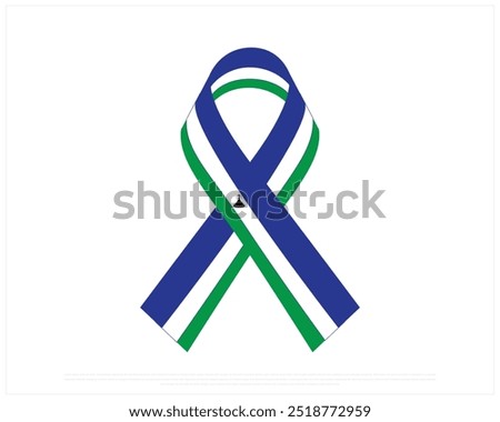 Ribbon flag of Lesotho, National Day of Lesotho, Independence Day, Lesotho, Vector illustration of Lesotho flag on white background, Editable vector Design of flag on a white background