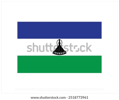 National flag of Lesotho, National Day of Lesotho, Independence Day, Lesotho, Vector illustration of Lesotho flag on white background, Editable vector Design of flag on a white background