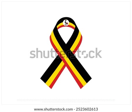 Ribbon flag of Uganda, National Day of Uganda, Independence Day, Uganda, Vector illustration of Uganda flag on white background, Editable vector illustration Design of Ribbon flag