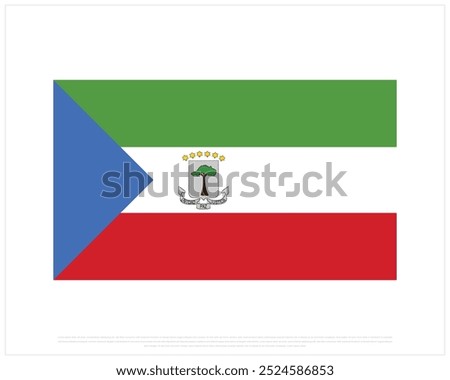 National flag of Equatorial Guinea, National Day of Equatorial Guinea, Independence Day, Equatorial Guinea, Vector illustration of Equatorial Guinea flag on white background, Editable vector Design