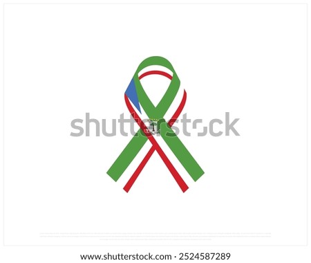 Ribbon flag of Equatorial Guinea, National Day of Equatorial Guinea, Independence Day, Equatorial Guinea, Vector illustration of Equatorial Guinea flag on white background, Editable vector Design