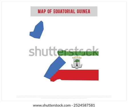 Map of Equatorial Guinea, National Day of Equatorial Guinea, Independence Day, Equatorial Guinea, Vector illustration of Equatorial Guinea flag on white background, Editable vector Design