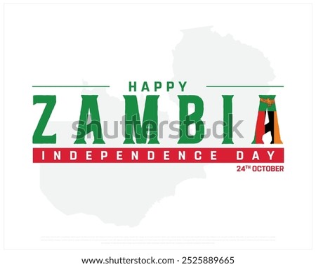 Happy Zambia Independence Day Design on a white background, Independence Day of Zambia with map background, Vector illustration of Zambia Independence Day on white background, Editable vector Design