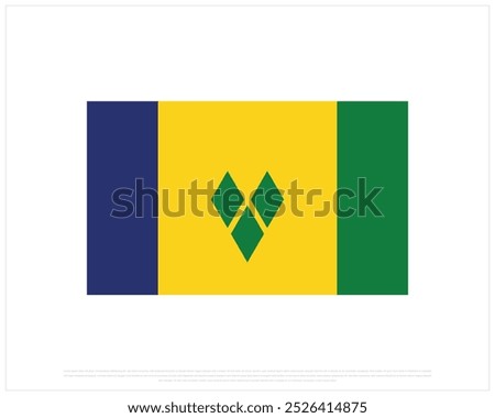 National flag of Saint Vincent and The Grenadines on a white background, National Day of Saint Vincent and The Grenadines, Saint Vincent and The Grenadines, Editable Vector design of flag