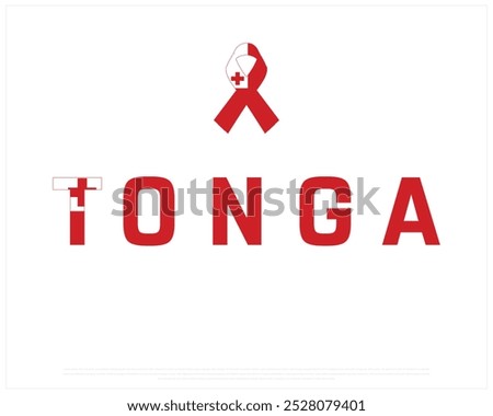 Tonga Typography with National flag on a white background, Editable vector design of Tonga typography with flag, National Day Design, Tonga day design