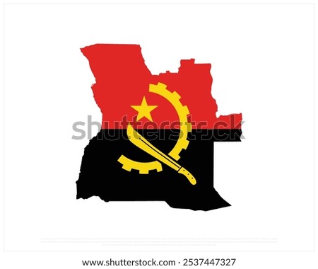 Map of Angola on a white background, National Day of Angola, Angola, Editable Vector illustration of Angola flag, Independence Day design, Vector Design of Map with Flag in it