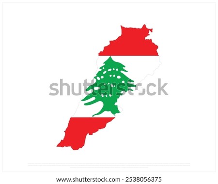 Map flag of Lebanon on a white background, National Day of Lebanon, Lebanon, Editable Vector illustration of Lebanon flag, Independence Day design of map