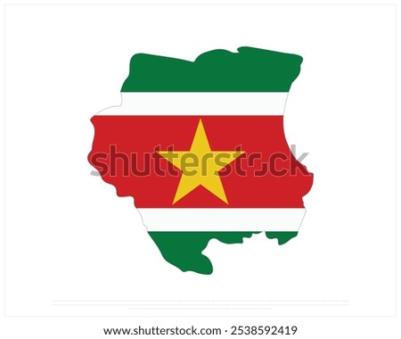 Map flag of Suriname on a white background, Independence Day of Suriname, Suriname, Editable Vector illustration of Suriname flag, National Day design