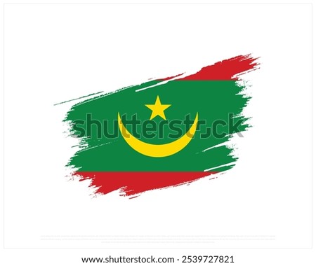 Brush flag of Mauritania on a white background, Independence Day of Mauritania, Mauritania, Editable Vector illustration of Mauritania flag, National Day design, Brush Flag