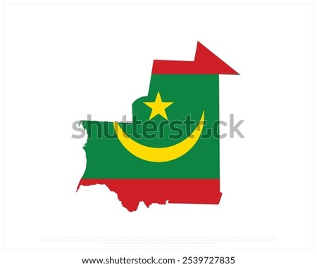 Map flag of Mauritania on a white background, Independence Day of Mauritania, Mauritania, Editable Vector illustration of Mauritania flag, National Day design, Map Flag