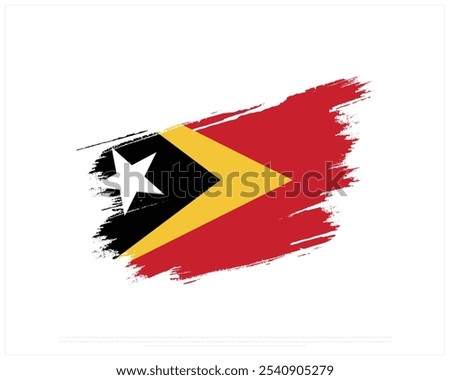 Brush flag of East Timor on a white background, Independence Day of East Timor, East Timor, Editable Vector illustration of East Timor flag, National Day design