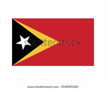 National flag of East Timor on a white background, Independence Day of East Timor, East Timor, Editable Vector illustration of East Timor flag, National Day design