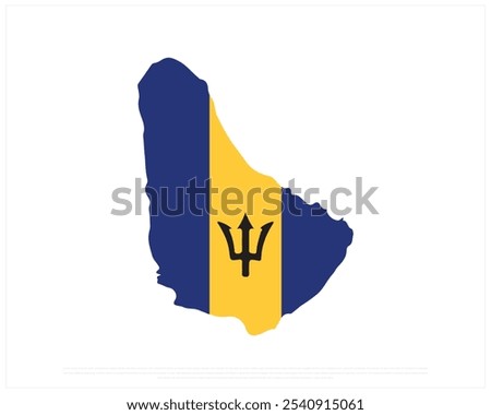 Map flag of Barbados on a white background, Independence Day of Barbados, Barbados, Editable Vector illustration of Barbados flag, National Day design, Map