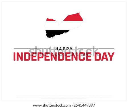 Happy Independence Day design of Yemen on a white background, Independence Day of Yemen with map flag, Typographic Design of National Day, Editable vector Design, 30th November, map of Yemen