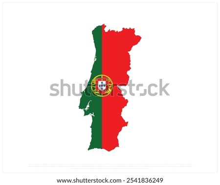 Map of Portugal on a white background, Independence Day of Portugal, Portugal, Editable Vector illustration of Portugal Map, National Day design, Map Flag