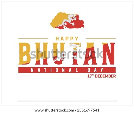 BHUTAN National day vector design on a white background, National Day of BHUTAN with map flag, Typographic Design of BHUTAN National day, Vector design of Bhutan Independence day