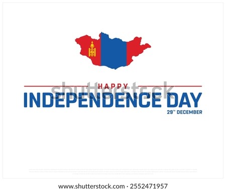 Happy Independence Day of MONGOLIA on a white background, National Day of MONGOLIA with map flag, Typographic Design of MONGOLIA Independence Day, vector design of Mongolia independence day