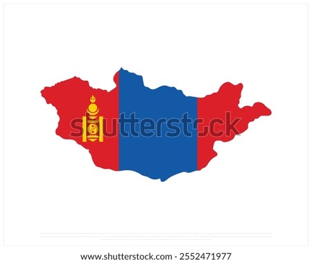 Vector design of map of MONGOLIA on a white background, Editable Vector illustration of MONGOLIA flag, National Day design, vector design of Mongolia map Flag, National day of Mongolia