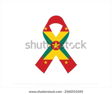 Ribbon flag of GRENADA on a white background, Editable Vector illustration of GRENADA flag, National Day design, vector design of Grenada Ribbon Flag, National Day of Grenada