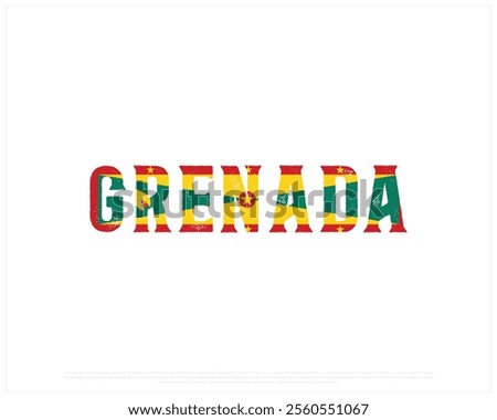 GRENADA flag Typography on a white background, Editable vector design of GRENADA typography with flag, Independence Day Design, GRENADA Day design