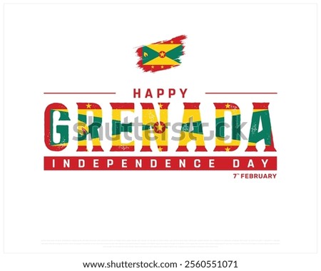 GRENADA Independence Day vector design on a white background, Typographic Design of GRENADA Independence Day, GRENADA flag typography with brush flag, Vector design of Grenada national day