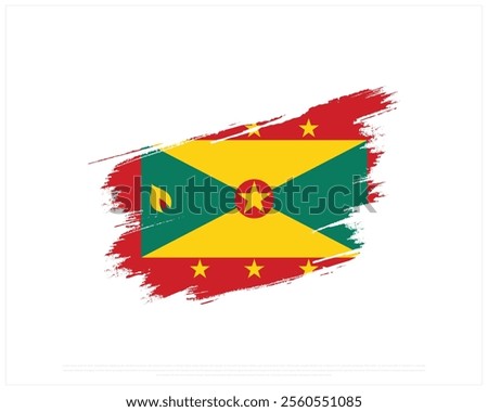 Brush flag of GRENADA on a white background, Editable Vector illustration of GRENADA flag, National Day design, vector design of Grenada Brush Flag, National Day of Grenada