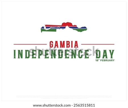 GAMBIA Independence Day vector design on a white background, Typographic Design of GAMBIA Independence Day, Independence Day of GAMBIA with Map, Vector design of Gambia national day