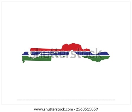 Map of GAMBIA on a white background, Editable Vector illustration of GAMBIA flag, National Day design, vector design of Gambia Map Flag, National Day of Gambia