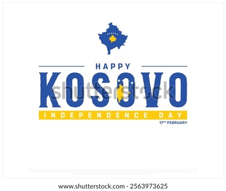 KOSOVO Independence Day vector design on a white background, Typographic Design of KOSOVO Independence Day with map Flag, KOSOVO flag typography, Kosovo national day Design