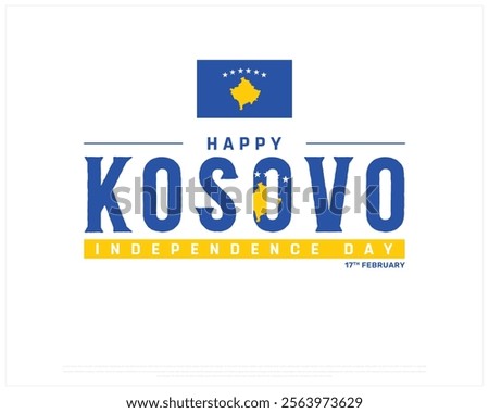 KOSOVO Independence Day vector design on a white background, Typographic Design of KOSOVO Independence Day with National Flag, KOSOVO flag typography, Kosovo national day Design