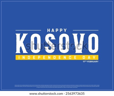 KOSOVO Independence Day vector design on a blue background, Typographic Design of KOSOVO Independence Day with National Flag, KOSOVO white typography, Kosovo national day Design