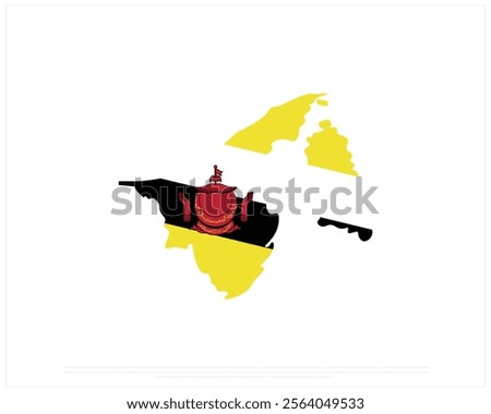 Map of BRUNEI on a white background, Editable Vector illustration of BRUNEI flag, National Day design, Map Flag of Brunei flat design, National Day of Brunei