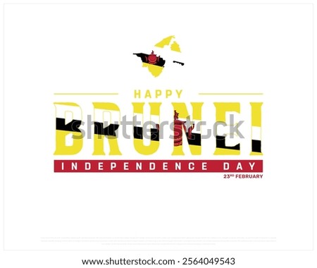 BRUNEI Independence Day vector design on a white background with Map flag, Typographic Design of BRUNEI National Day, BRUNEI flag typography, Brunei map flag