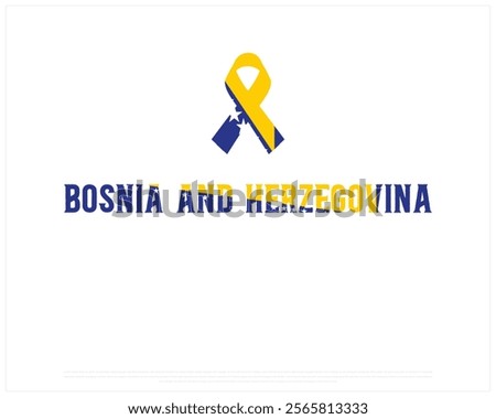 BOSNIA AND HERZEGOVINA flag Typography with ribbon flag on a white background, Vector design of BOSNIA AND HERZEGOVINA flag typography, Ribbon of Bosnia and Herzegovina, National Day Design