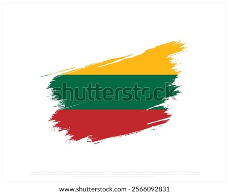 Brush flag of LITHUANIA on a white background, Editable Vector illustration of LITHUANIA flag, National Day design, Brush Flag of Lithuania flat design, National Day of Lithuania