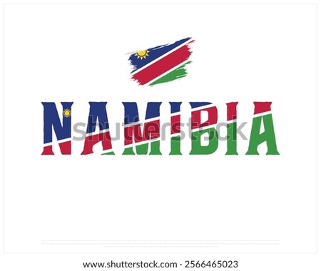 NAMIBIA flag Typography with brush flag on a white background, Vector design of NAMIBIA flag typography, Brush Flag of Namibia, National Day Design, NAMIBIA Day design