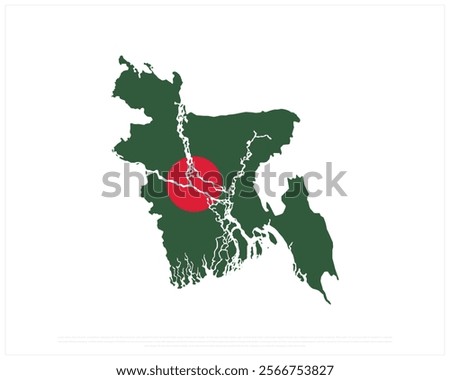 Map of BANGLADESH on a white background, Editable Vector illustration of BANGLADESH flag, National Day design, Map Flag of Bangladesh flat design, National Day of Bangladesh