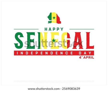 SENEGAL Independence Day vector design on a white background with map flag, Typographic Design of SENEGAL National Day, SENEGAL typography, Map of Senegal