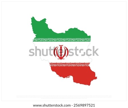 Map of IRAN on a white background, Editable Vector illustration of IRAN flag, National Day design, Map Flag of Iran flat design, National Day of Iran