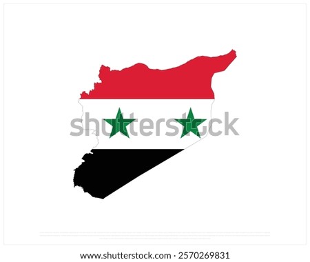 Map of SYRIA on a white background, Editable Vector illustration of SYRIA flag, National Day design, Map Flag of Syria flat design, National Day of Syria