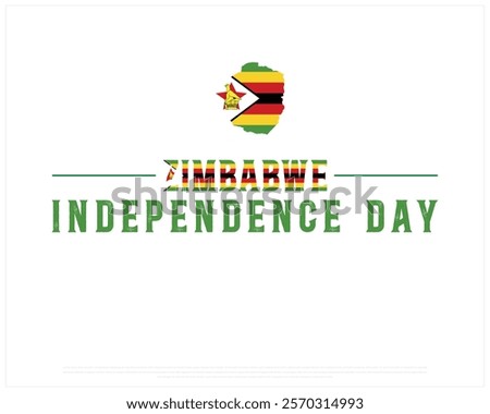 ZIMBABWE Independence Day vector design on a white background with Map flag, Typographic Design of ZIMBABWE Independence Day, Map of ZIMBABWE, Vector design of Zimbabwe national day 