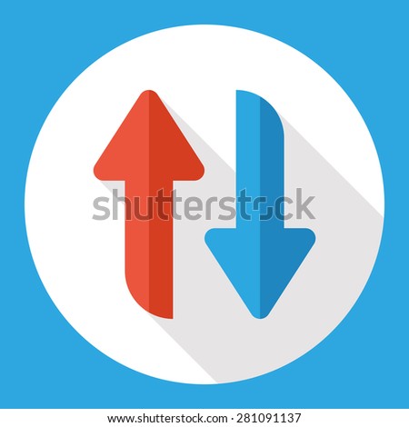 exchange arrow flat icon with long shadow