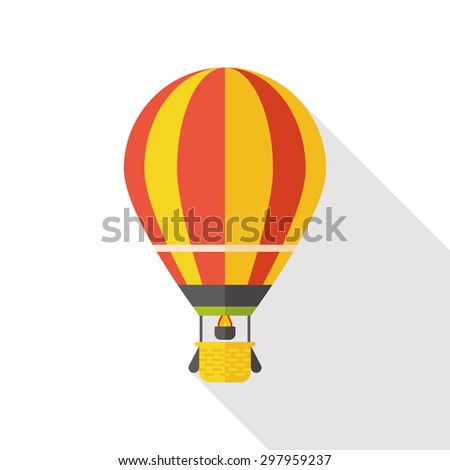 Hot Air Balloon flat icon with long shadow