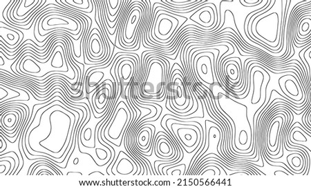 Vector halftone background. Map design. Ornament chaotic circles on water, lines, wave. Geolocation. Monochrome scale grid. Itinerary. Rock garden. Smoke rings. Poster travel, business, social network