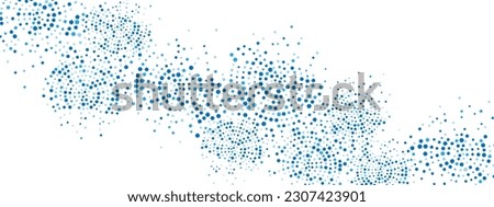 Vector blue geometric  abstract background frame. Pattern of chaotic hexagons, particles, fragments. Group of cells, an information grid. Banner for business, technology, medicine, presentations.