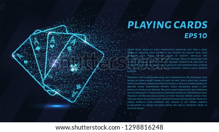 Playing card. A grid of blue stars in the night sky. Glowing dots create the shape of playing cards. Casino, poker, gambling, card and other concepts illustration or background