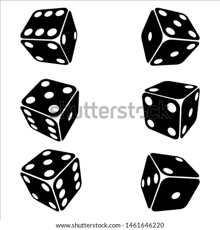 Dice playing on a white background. Isolated silhouette of casino dice. 3D dice vector.